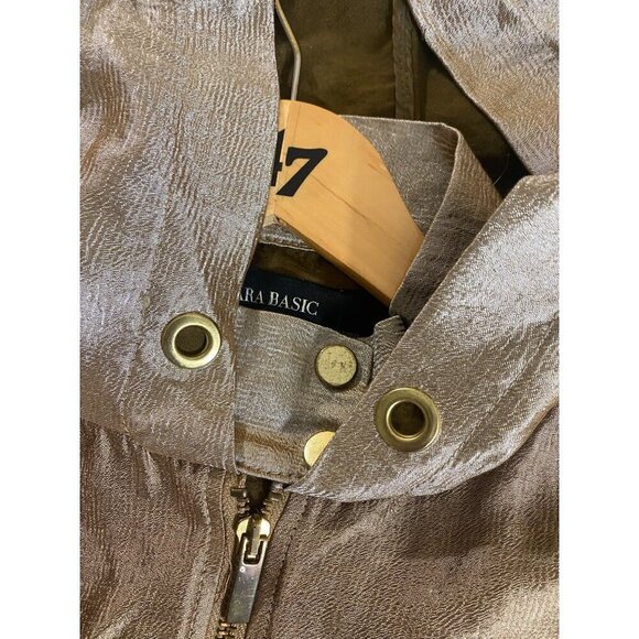 Zara Basic Women's Metaic Color Block Light Weight Full Zip Hooded Jacket - Medi - Picture 12 of 14